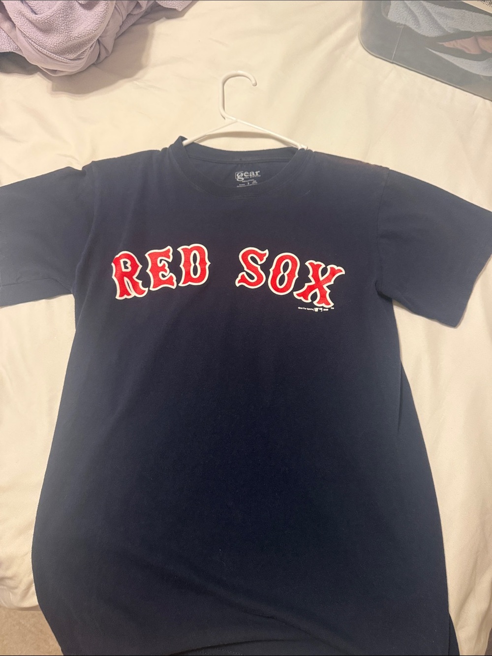 MLB Boston Red Sox Navy Tee with Red & White Chest Graphic